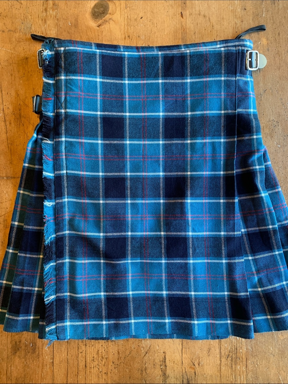 Kilt Experts Blue Plaid Wrap Kilt Skirt - Wool Blend